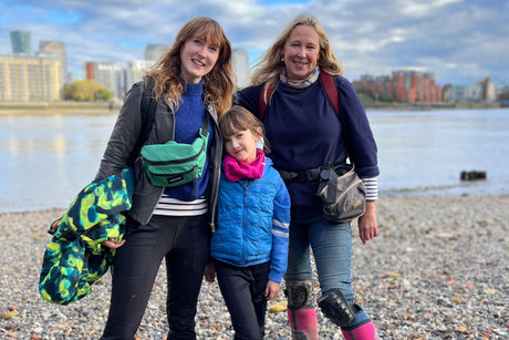 Florrie, Ceci & Nicola on the Thames Foreshore