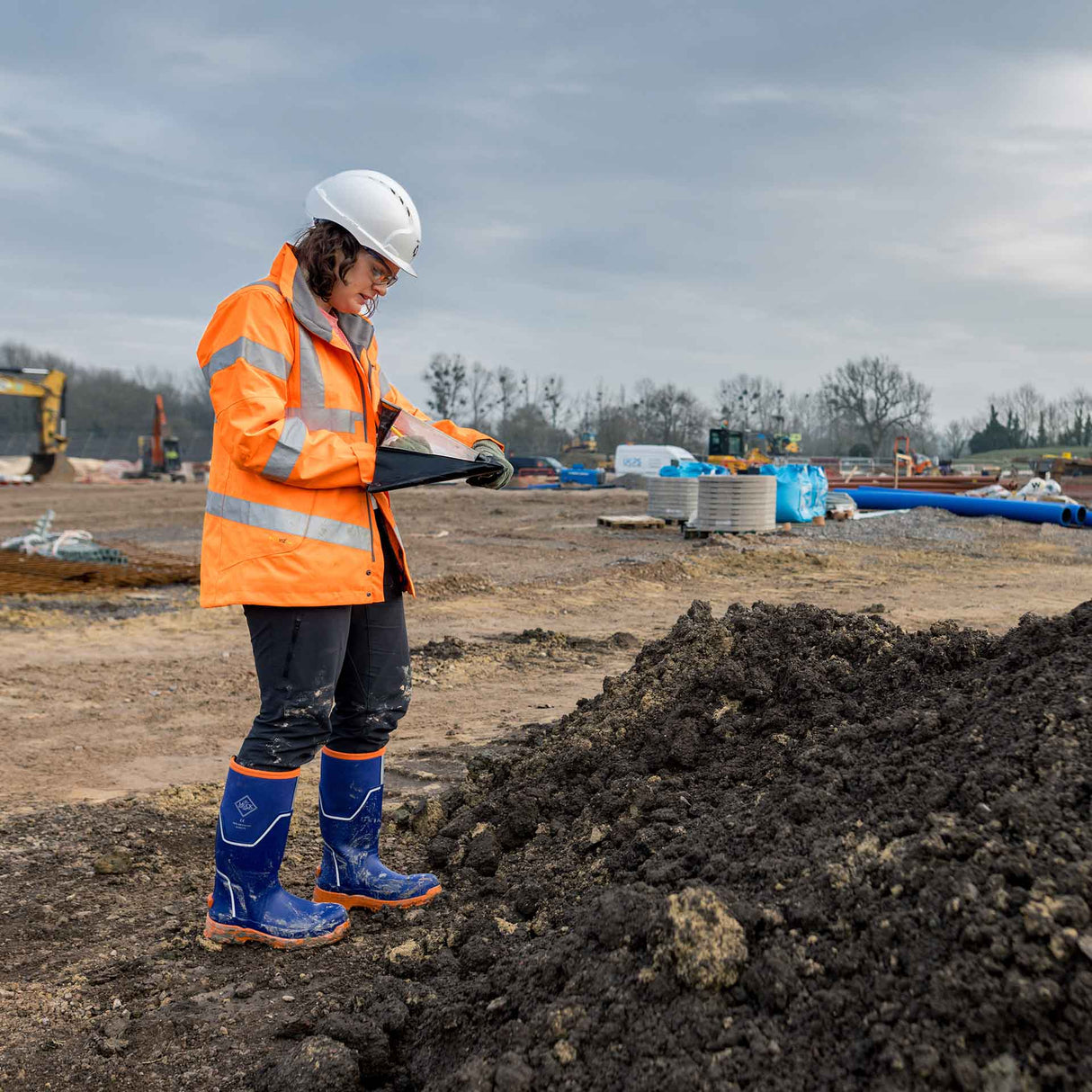 Women's Muck Grit S5 Tall Boots Blue Orange