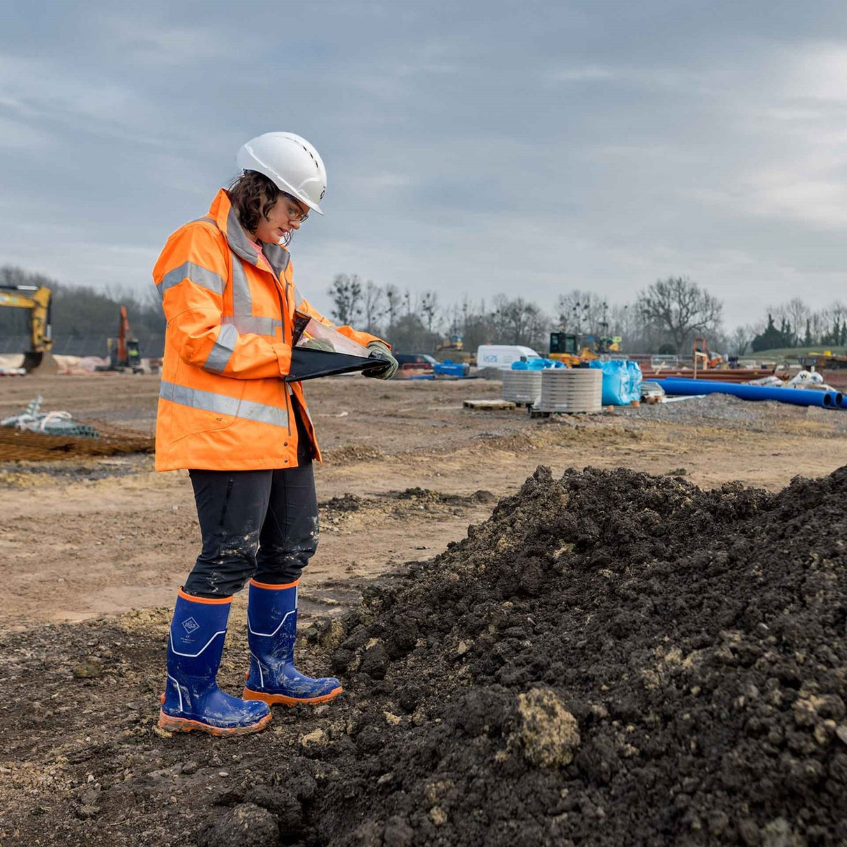 Women's Muck Grit S5 Tall Boots Blue Orange