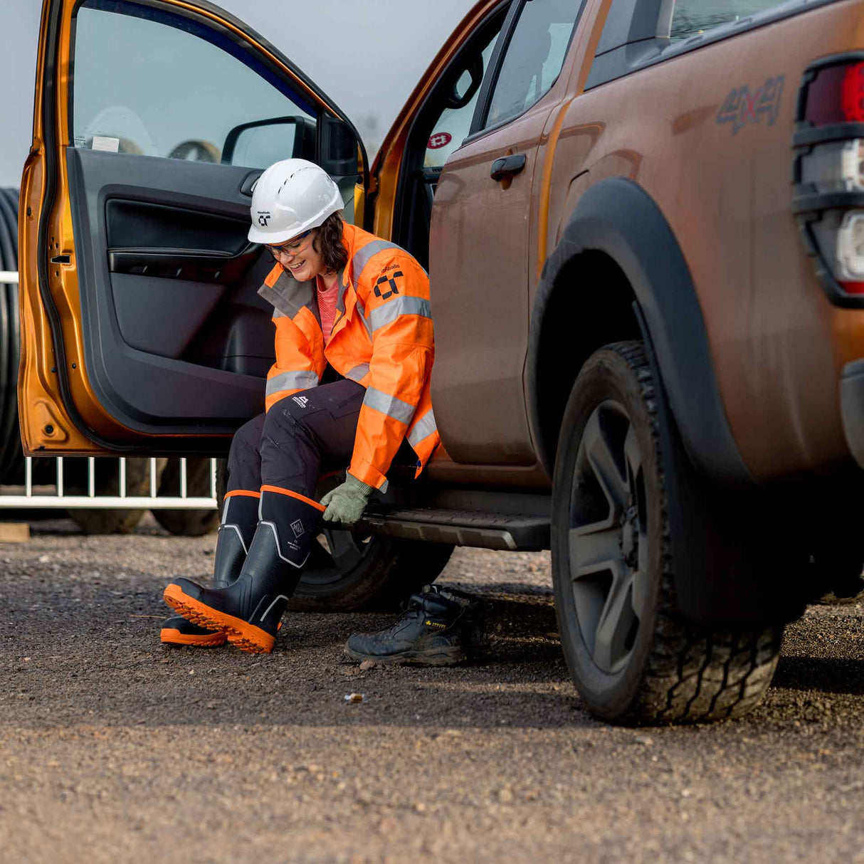 Women's Muck Grit S5 Tall Boots Black Orange