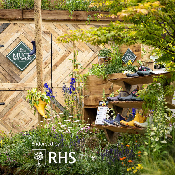 Display of Muck Boots at RHS Chelsea Flower Show.