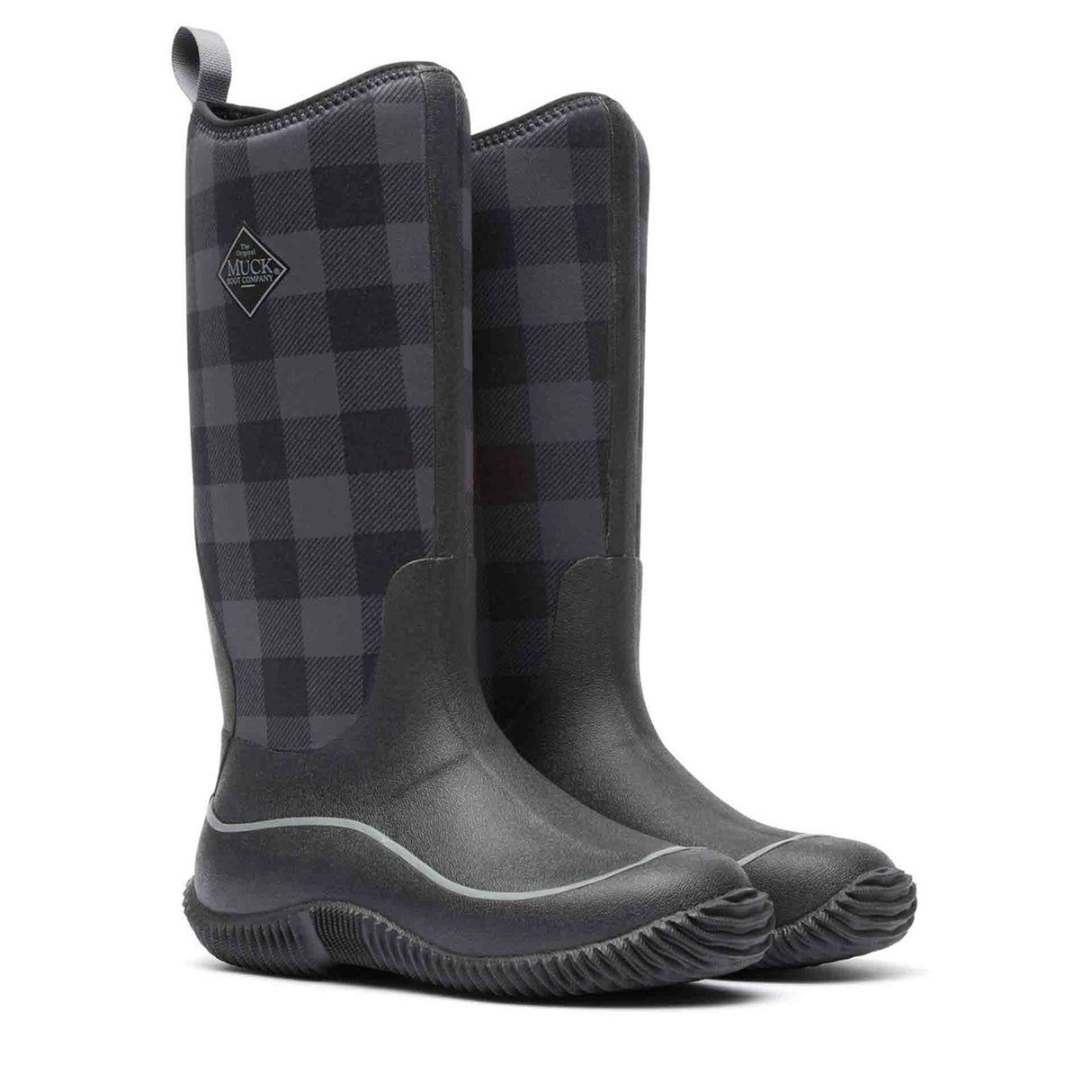 Women's Hale Tall Boots Black Grey Plaid Print