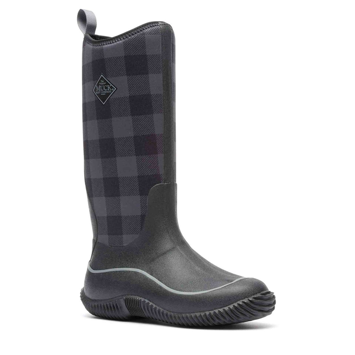 Women's Hale Tall Boots Black Grey Plaid Print
