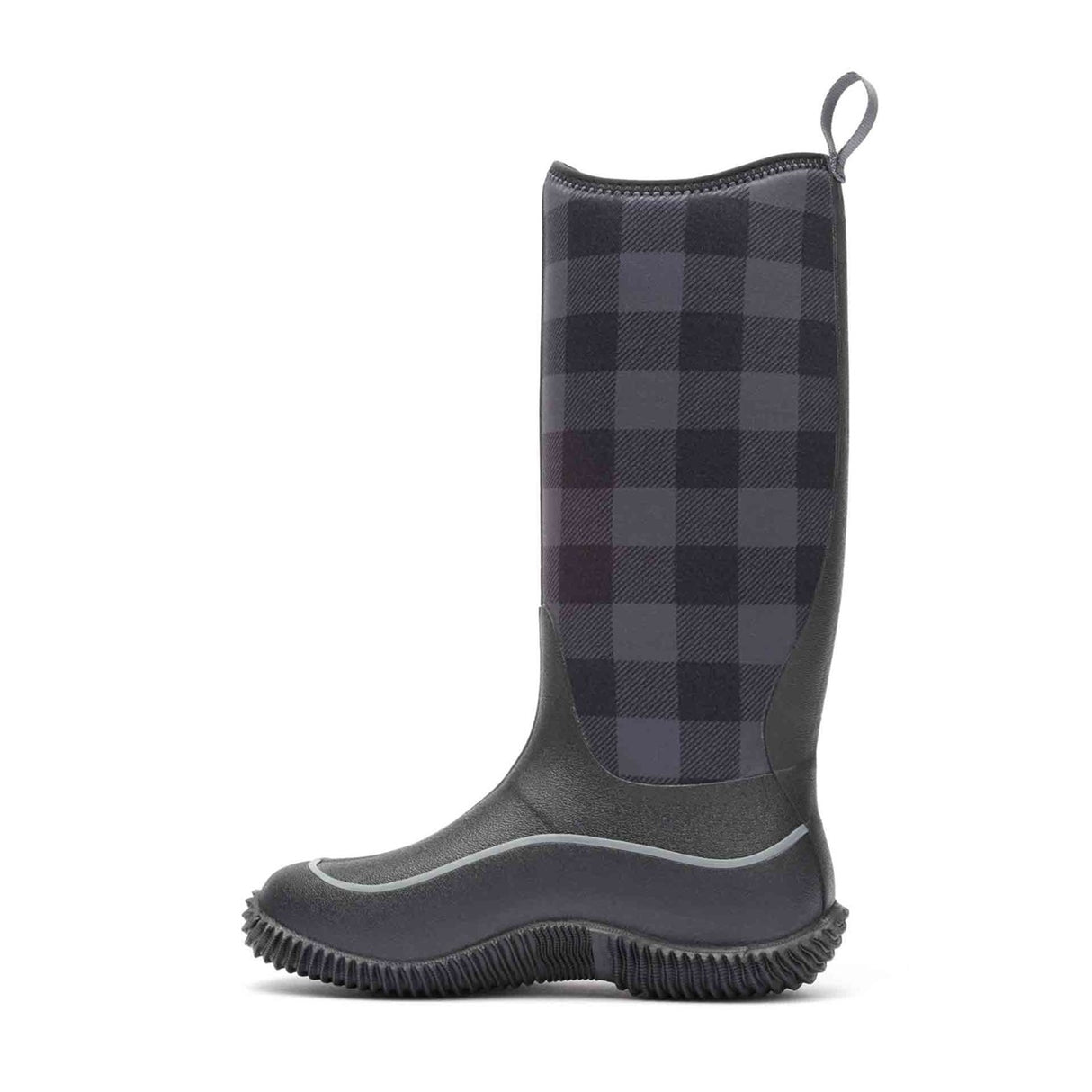 Women's Hale Tall Boots Black Grey Plaid Print