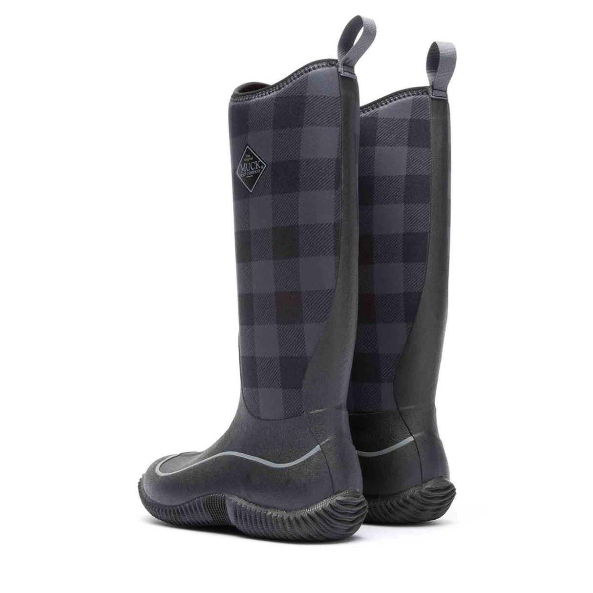 Women's Hale Tall Boots Black Grey Plaid Print