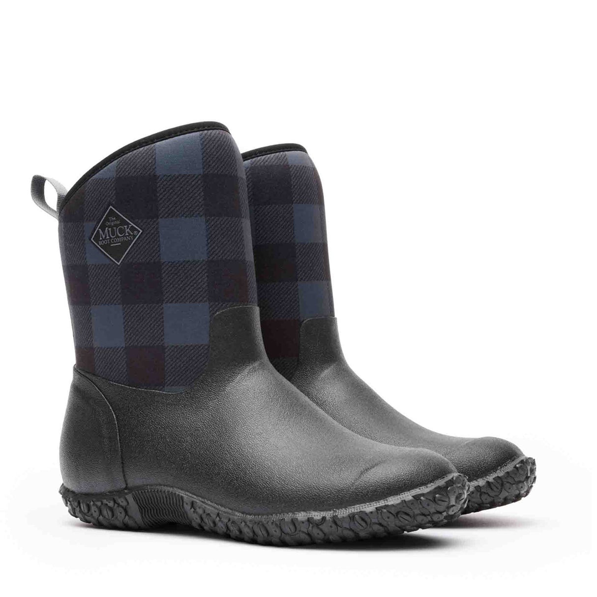 Women's RHS Muckster II Short Boots Black Grey Plaid Print