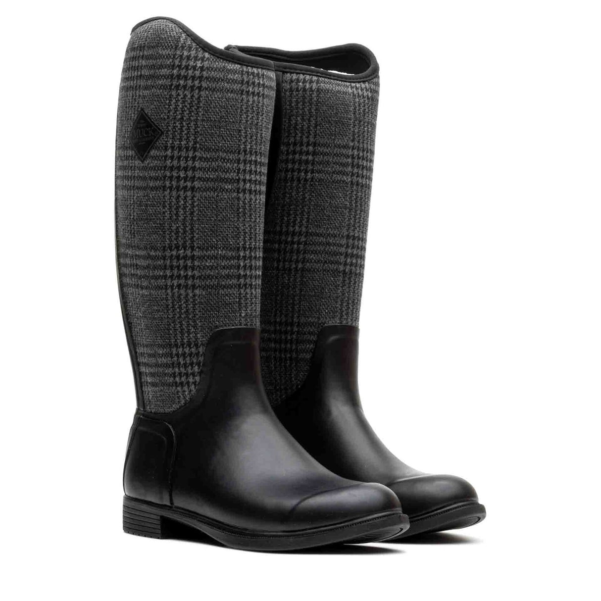 Women's Derby Tall Boots Black Plaid