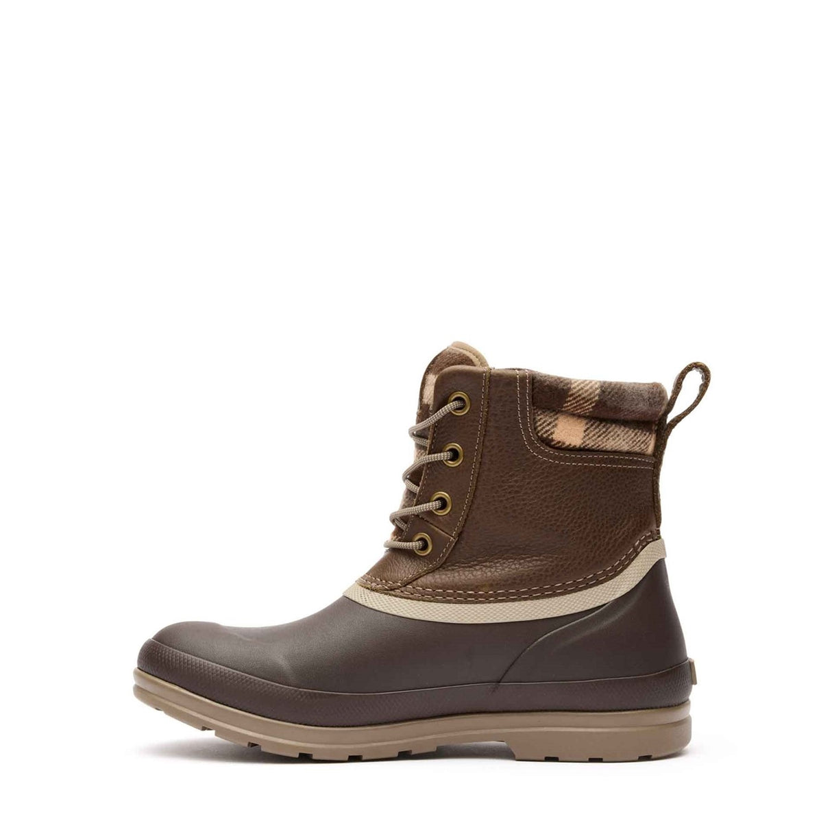 Women's Muck Originals Duck Lace-Up Leather Short Boots Walnut Plaid Print