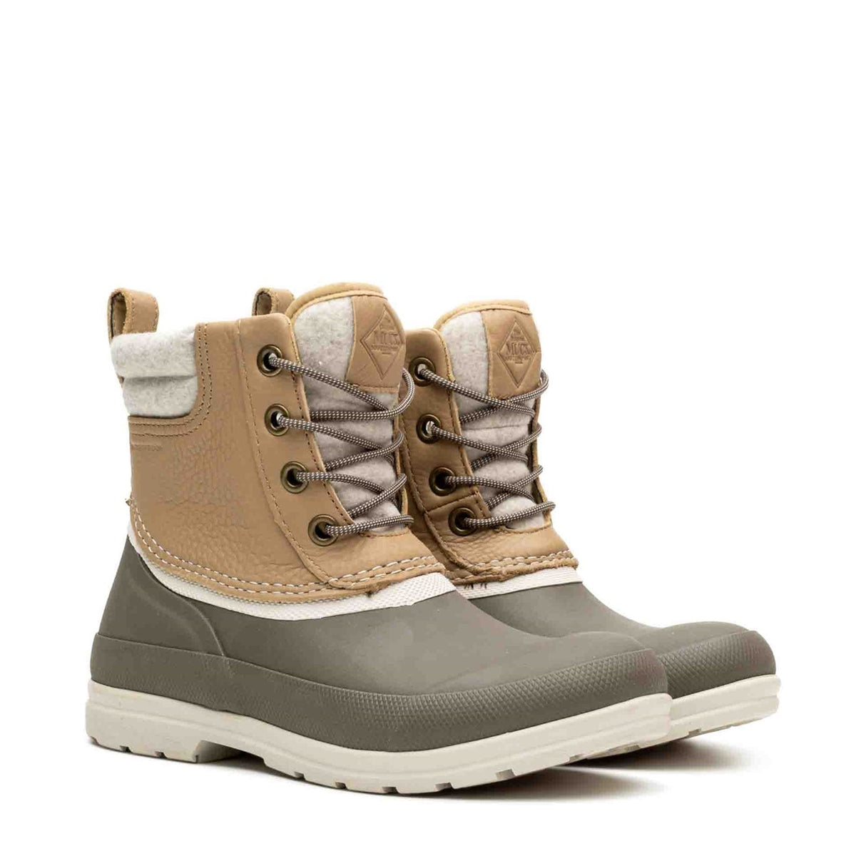 Women's Muck Originals Duck Lace-Up Leather Short Boots Taupe