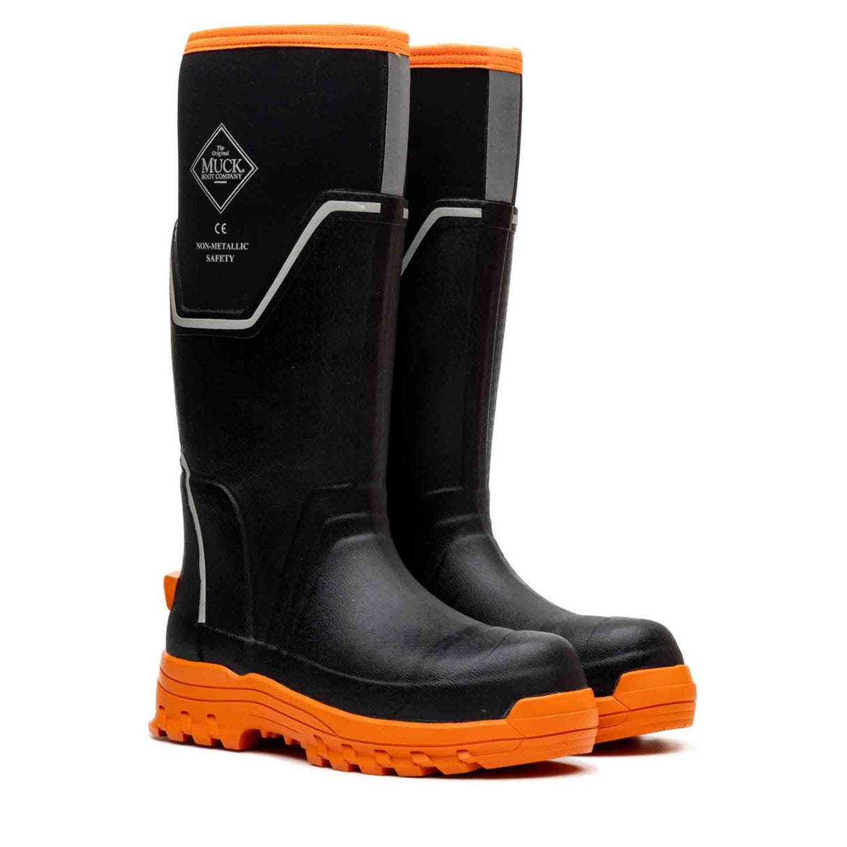 Women's Muck Grit S5 Tall Boots Black Orange