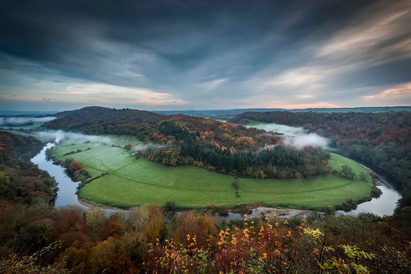 An aerial photograph of Symonds Yat during Autumn