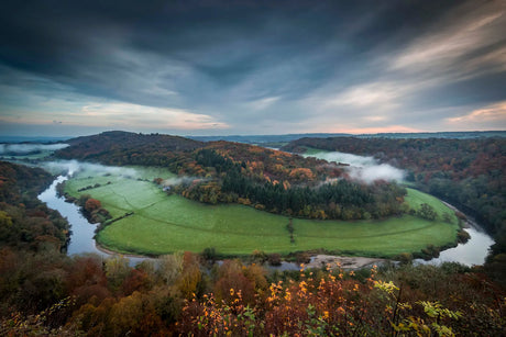 An aerial photograph of Symonds Yat during Autumn