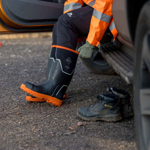 Men's Muck Grit S5 Tall Boots Black Orange