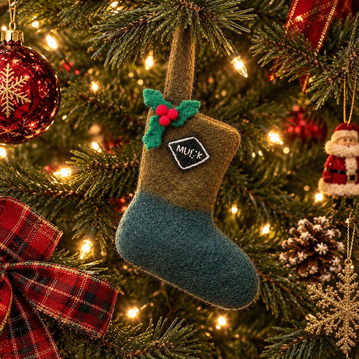 Unisex Muck Boots Christmas Tree Decoration Green