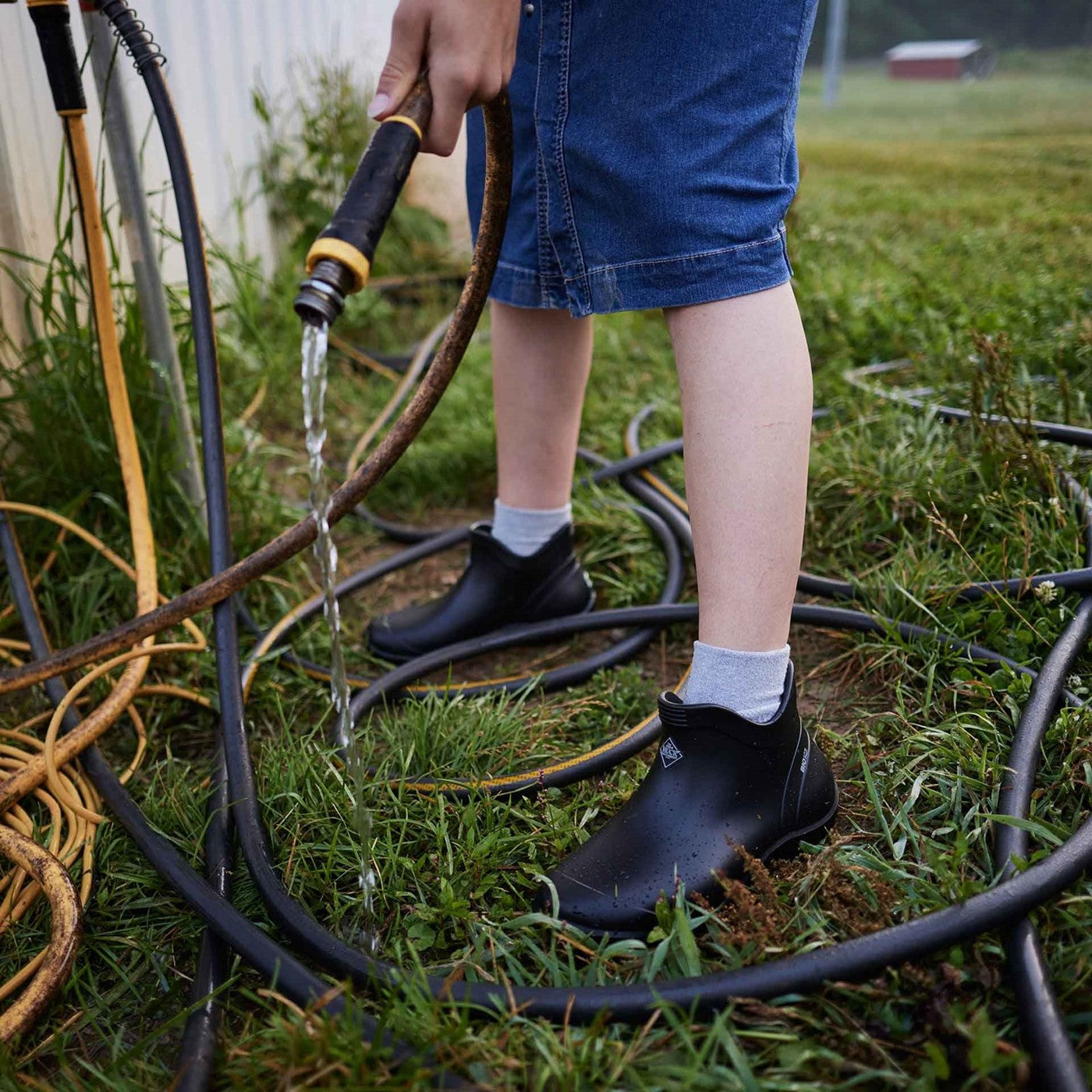 Black ankle rain boots best sale