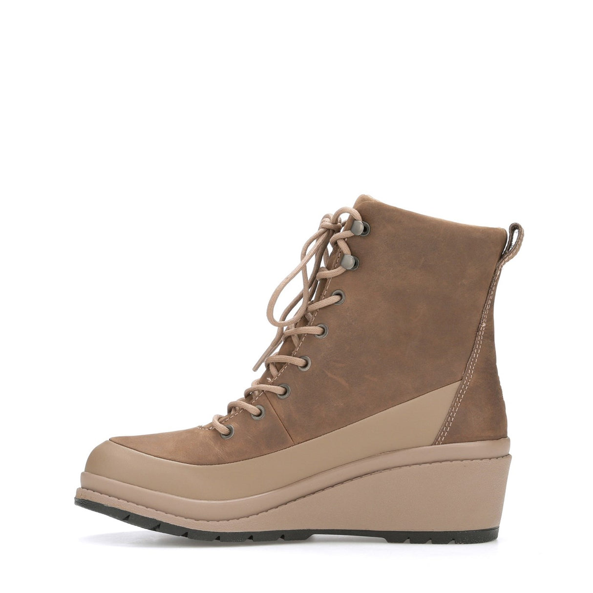 Women's Liberty Leather Lace-Up Wedge Boots Taupe